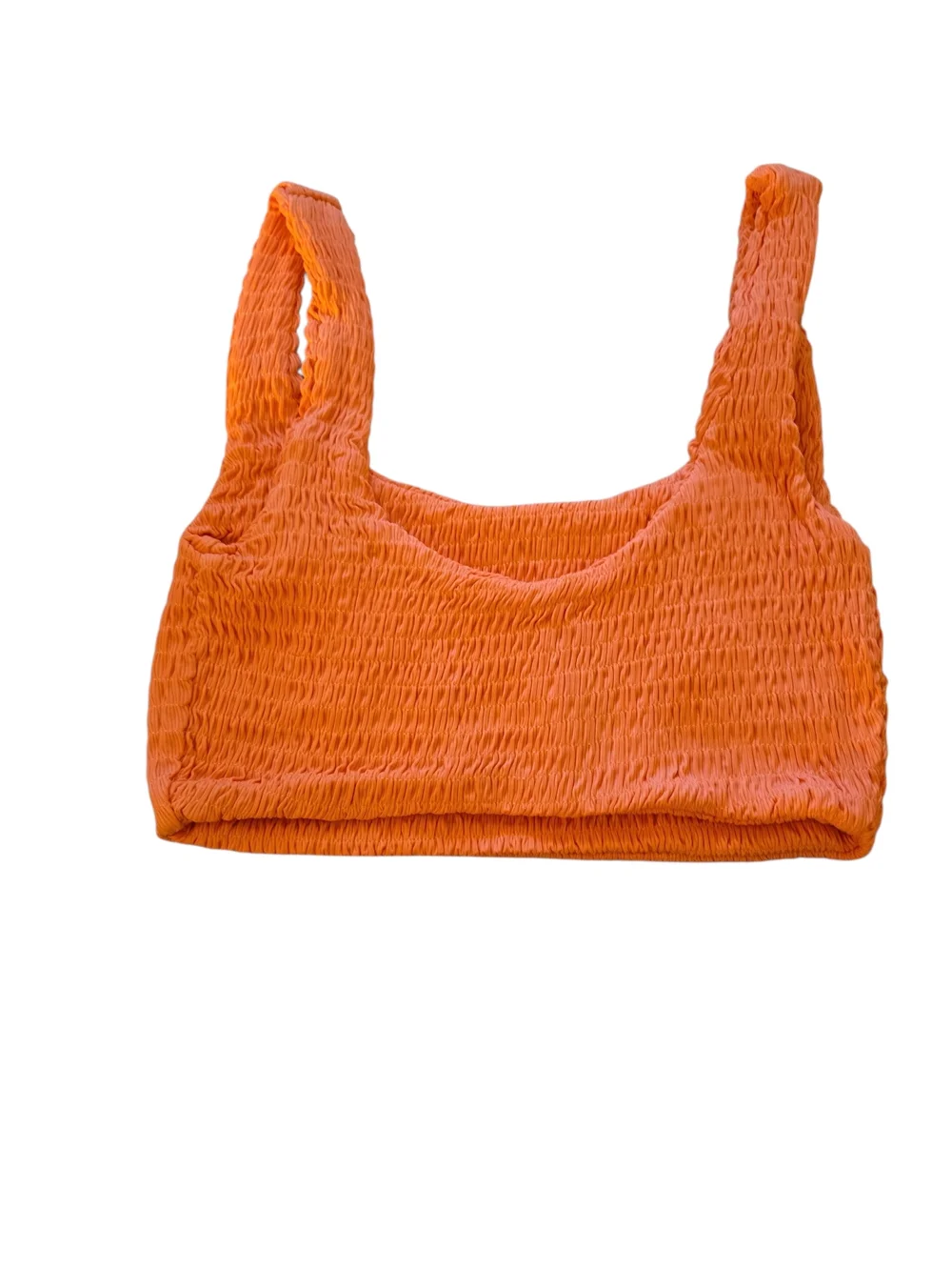 NWOT Naked Wardrobe Swim Orange Smocked Bikini Top Coral Small